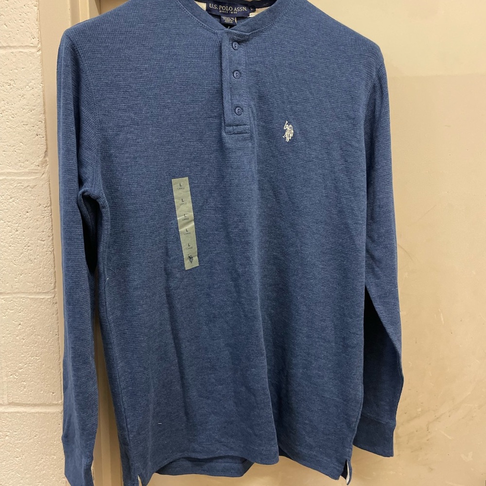 NEW WITH TAGS men’s size XL Polo blue long sleeve warm shirt